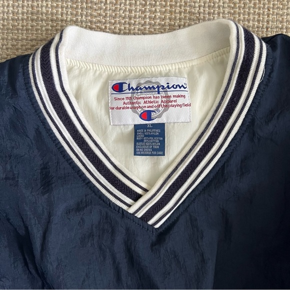 Champion Navy Blue Varsity Windbreaker Sweatshirt - Picture 2 of 8